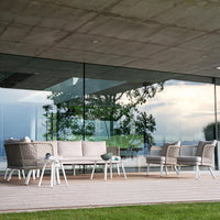 Outdoor Wicker Patio Sofa Set with Teak Legs for Hotel Balcony Poolside