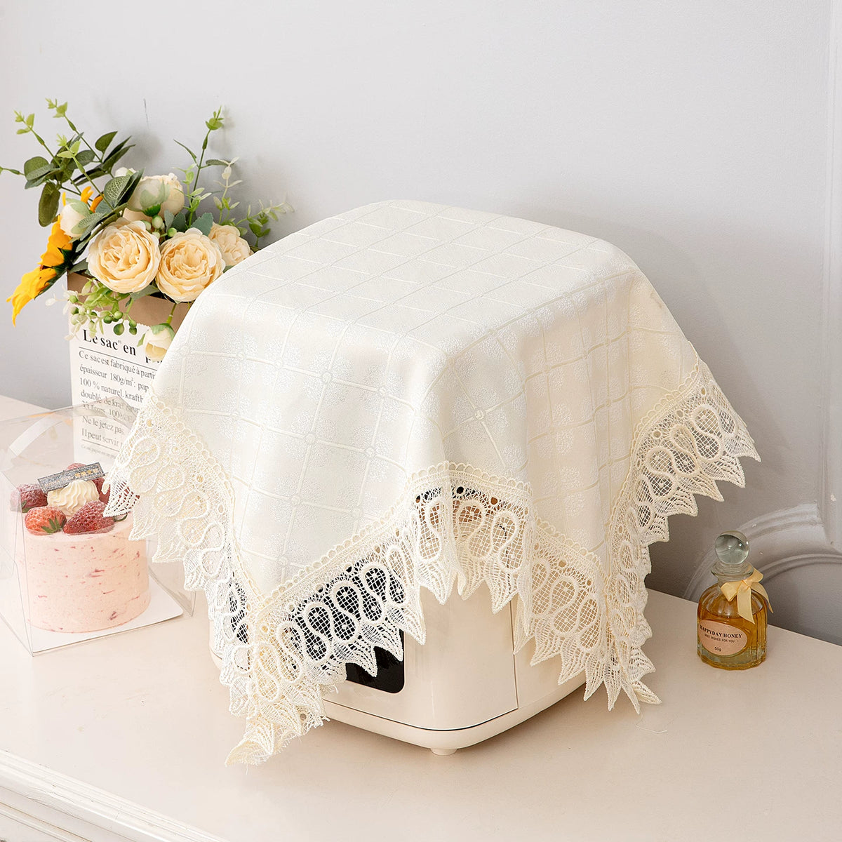 Multi-purpose Lace Dust Cover for Rice Cookers, Blenders, Air Fryers, and Speakers