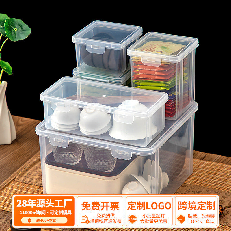 Dustproof Transparent Plastic Tea Cup and Teabag Organizer Box with Lid for Desktop