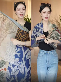 Women's Bohemian Style Large Square Scarf Sun Protection Shawl