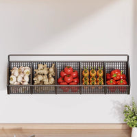 Wall-Mounted Kitchen Organizer Rack for Spices, Ginger, Garlic - Punch-Free Storage Basket