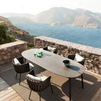 Nordic Outdoor Patio Rattan Dining Set with Rock Slab Table for Balcony Hotel Garden