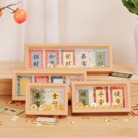 Song Brocade Hard Card Frame for Calligraphy and Painting, Mini Hollow Photo Frame Tabletop Decor