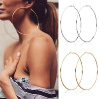 Exaggerated Large Hoop Earrings for Women, Simple European and American Style Metal Smooth Circle Jewelry