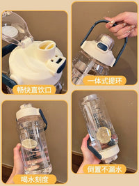 Large Capacity Water Bottle with Straw, 1500ml/2000ml, High Temperature Resistant, for Sports and Outdoor Activities