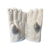 Thickened Heat Resistant White Five-Finger Cotton Gloves for BBQ Baking Kitchen Boiler Work