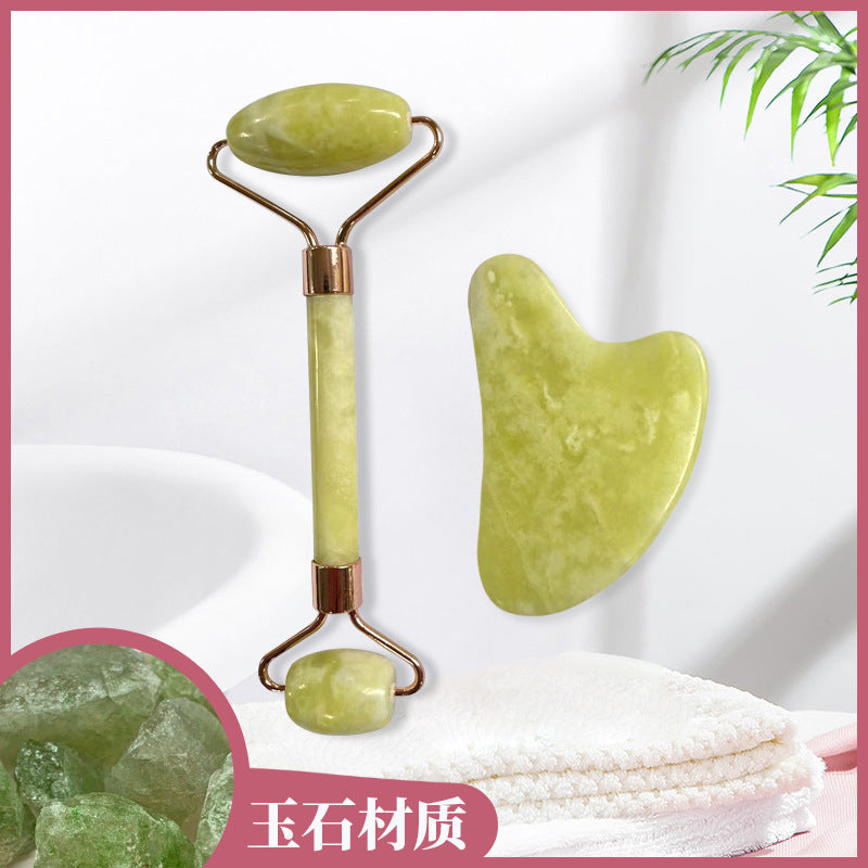 Jade Roller and Gua Sha Set for Face and Body Massage
