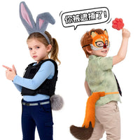 Kids' Fox Tail Headband & Mask Costume Set for Festivals & Performances