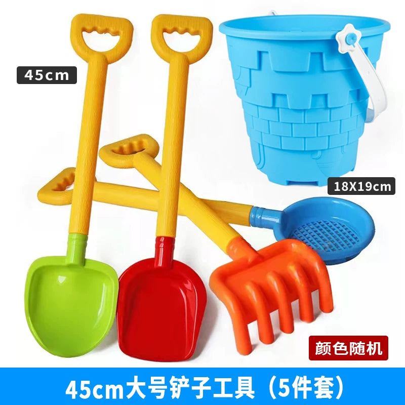 Kids' Large Beach Sand Toy Set with Castle Molds, Shovel, and Rake Tools for Boys and Girls