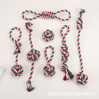 Christmas Pet Cotton Rope Chew Toy for Dogs, Teeth Cleaning Knot Toy