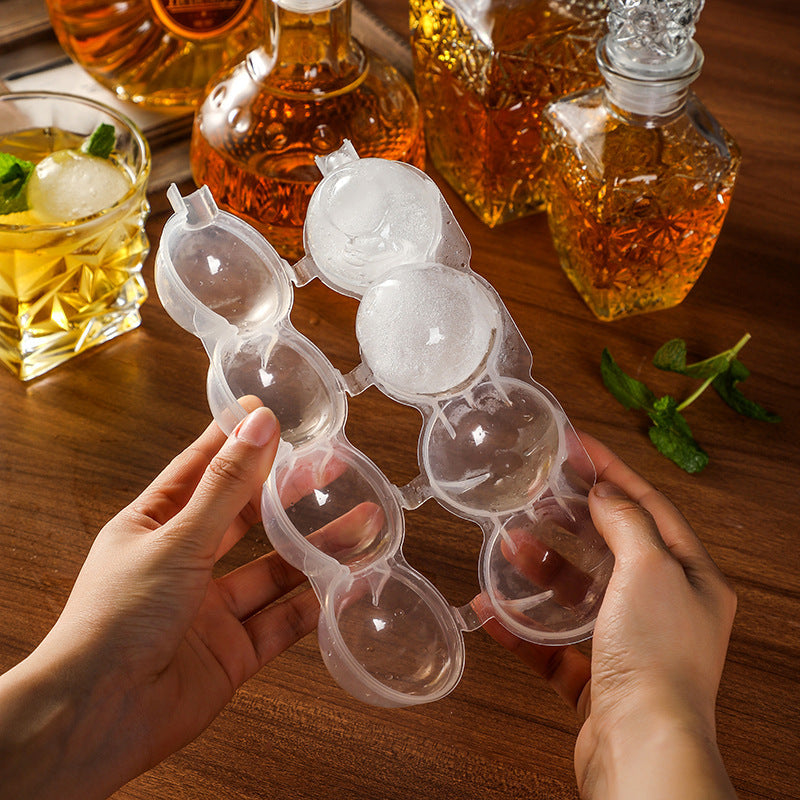 4-Cavity Sphere Ice Ball Maker Mold for Whiskey and Cocktails
