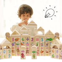 Large Particle Wooden Building Blocks for Toddlers and Kids, Educational Construction Toy