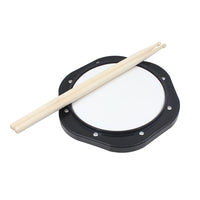 10-inch Black and White Dumb Drum Practice Pad Set with Bag and Drumsticks for Beginners