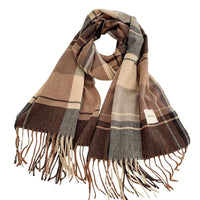 Korean Style Plaid Scarf for Women, Thickened Warm Imitation Cashmere Shawl with Tassels