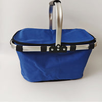 Foldable Insulated Picnic Basket with Logo Print, Cooler Bag for Car and Food Delivery