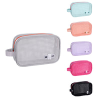 Portable Mesh Travel Cosmetic Bag, Large Capacity Waterproof Storage Pouch for Beach and Daily Use