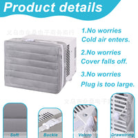 Quilted Indoor Window AC Unit Cover with Elastic Drawstring for Double Layer Insulation