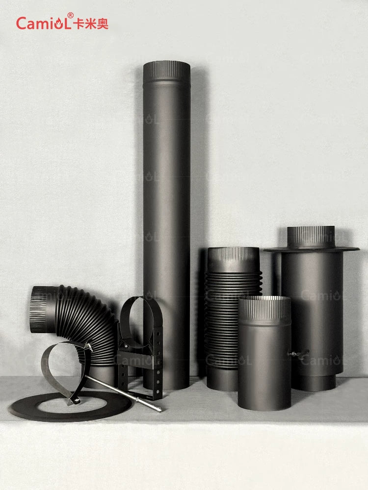 Fireplace Wood Stove Flue Pipe Stainless Steel Chimney Liner Kit Black