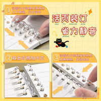 American Splatter Animal B5 Loose-Leaf Notebook for Students, Detachable Ring Coil, Thickened A5 Diary