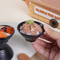 7cm Japanese Food Bowl Keychain Toy - Tuna, Wasabi Pork, Sea Urchin, Shrimp Roe Rice Bowls