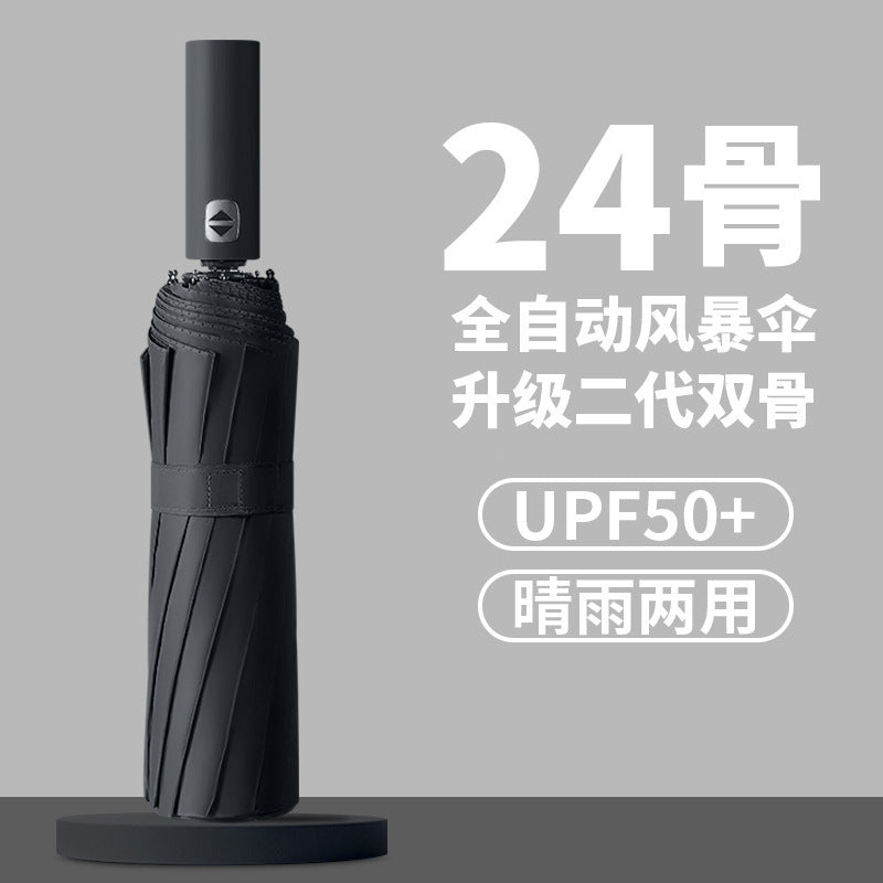 Oversized Double Automatic Umbrella 24-Rib Windproof UV Protection UPF 50+ for Sun and Rain
