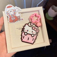Cute Pixel Cat Bell Acrylic Keychain for Bags and Gifts