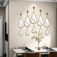 Luxury European Irregular Mirror Set for Wall Decor, Modern Living Room Creative Water Drop Design