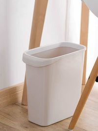 Narrow Rectangular Press-Ring Trash Can for Kitchen and Bathroom, Lidless Waste Bin
