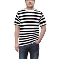 Unisex Striped Contrast Crew Neck T-Shirt