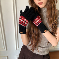 Winter Jacquard Knit Touchscreen Gloves for Men and Women, Thickened Fleece Lined Warm Cold Weather Gloves
