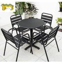 Outdoor Metal Patio Dining Set Balcony Bistro Table and Chairs Modern Garden Terrace Furniture
