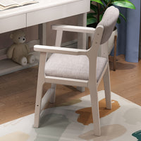 Solid Wood Kids Study Chair with Padded Backrest - Height Adjustable Ergonomic Desk Chair for Students