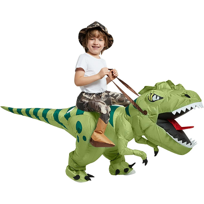 Inflatable Dinosaur Rider Costume for Kids and Adults - Tyrannosaurus Rex & Velociraptor Designs