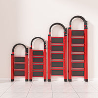 Foldable Carbon Steel A-Frame Ladder, Portable Multi-functional Telescopic Step Stool for Home and Indoor Use