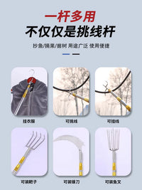 Multi-functional Telescopic Pole with Hook for Clothesline, Truck Tarps, Bird Cages, and More