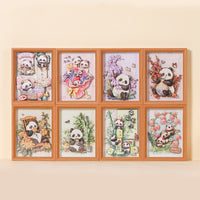 3D Paper Carving Panda Shadow Box Art Kit with Floral Designs
