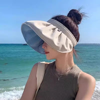 Foldable Shell Sun Hat for Women, UV Protection, Wide Brim Visor