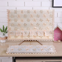 Lace Computer Monitor Dust Cover for Desktop PC, Modern LCD Display Screen Protector with Keyboard Cover