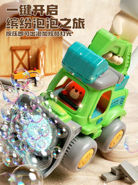 Kids' Electric Bubble Machine Push Cart Toy - Excavator Design, Rechargeable, Non-toxic for Toddlers 1-3 Years