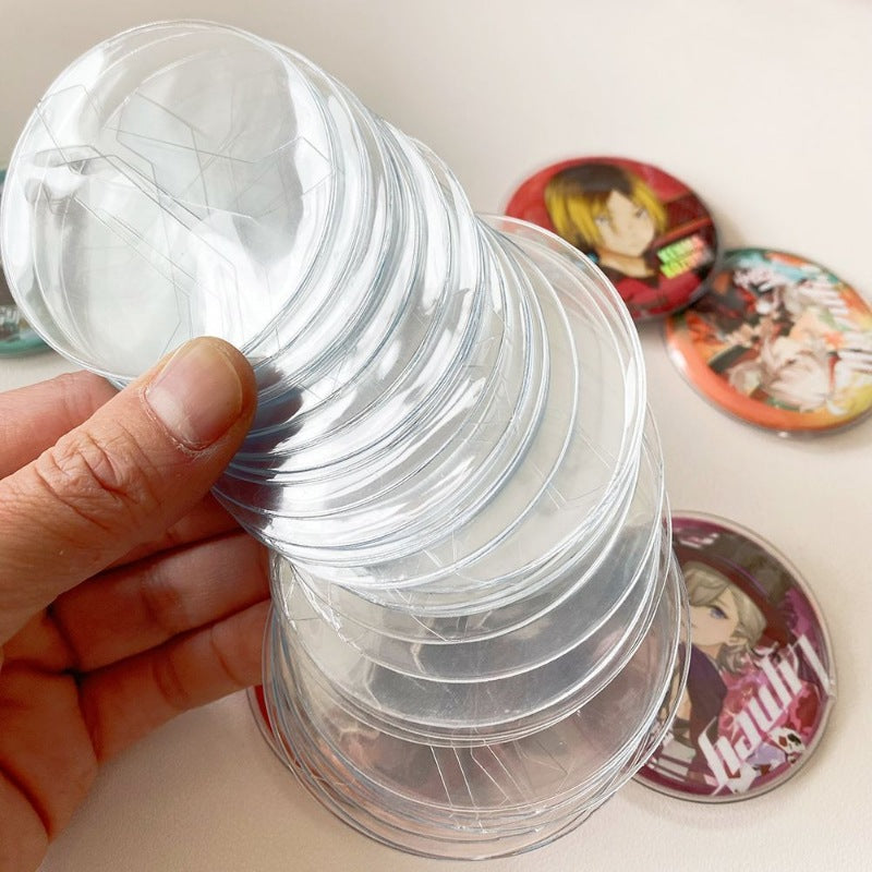 Clear PVC Round Badge Protector Sleeves for Anime Merch 58mm 75mm