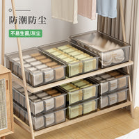 Japanese Style Transparent Underwear Organizer Box with Dividers for Bras, Underpants, and Socks