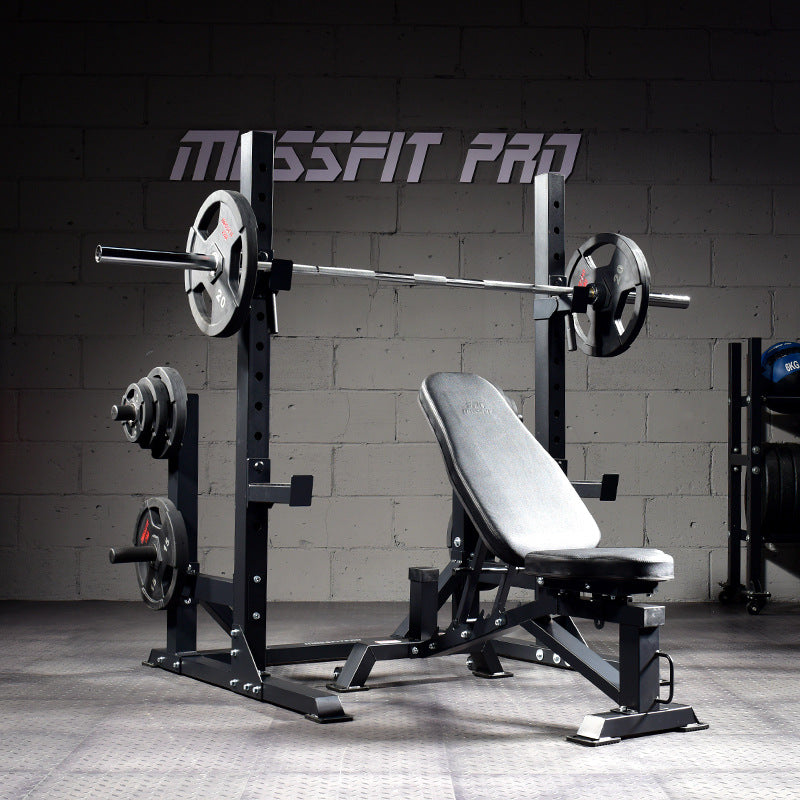 Commercial Grade Squat Rack with Bench Press and Weightlifting Set for Home Gym and Personal Training