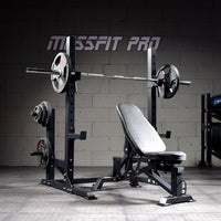 Commercial Grade Squat Rack with Bench Press and Weightlifting Set for Home Gym and Personal Training