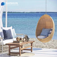 Woven Outdoor Hanging Basket Swing Chair for Balcony, Rattan Bird's Nest Leisure Sofa Rocking Chair Furniture
