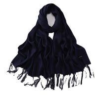 Women's Solid Color Imitation Cashmere Scarf Thick Warm Tassel Shawl