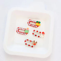 Christmas Pet Hair Bow Clips with Rhinestones and Pearls for Small Dogs