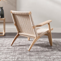 Rattan Woven Solid Wood Armchair Nordic Modern Minimalist Balcony Leisure Sofa Chair