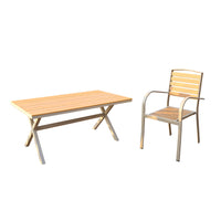 Outdoor Patio Wood-Plastic Composite Dining Set - Waterproof & Anti-Corrosion Table and Chairs for Garden, Villa, Balcony