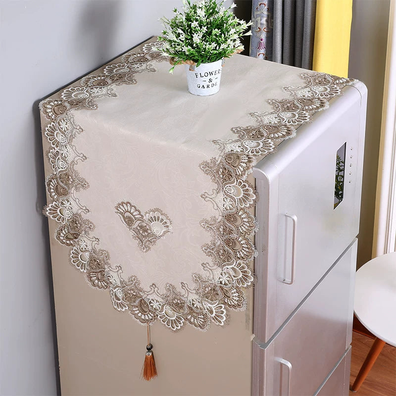 Refrigerator Washing Machine Dust Cover with Lace Trim, Multi-purpose Appliance Top Cover