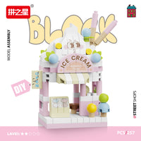 Mini Street View Building Blocks Cafe Flower Ice Cream Shop Model Educational Toy